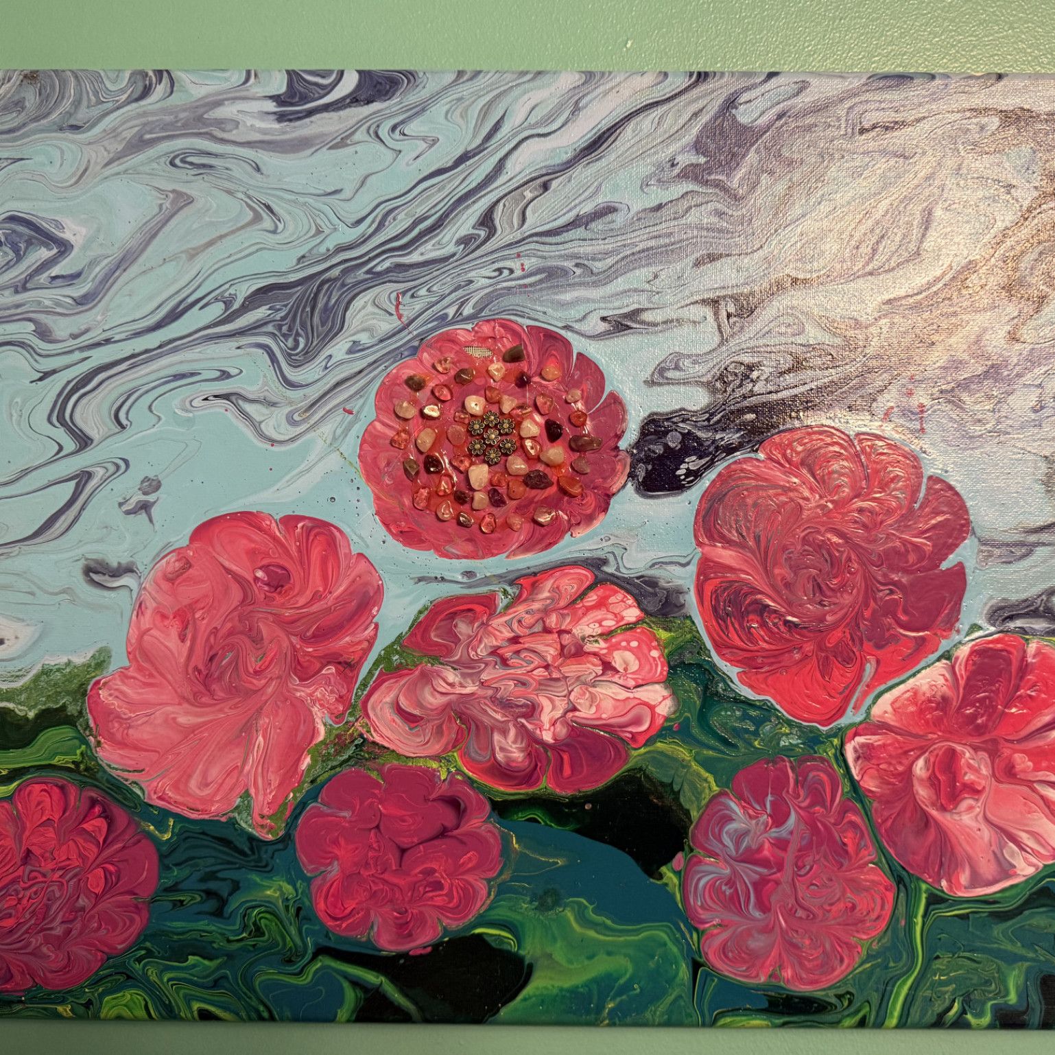 Flowery Daze Acrylic Pour Paint By Suzy Wylde