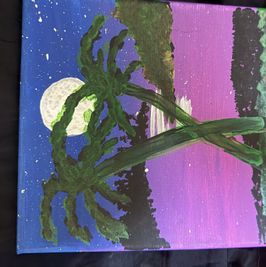 Palm Trees Under Moonlight Painted By Suzy Wylde