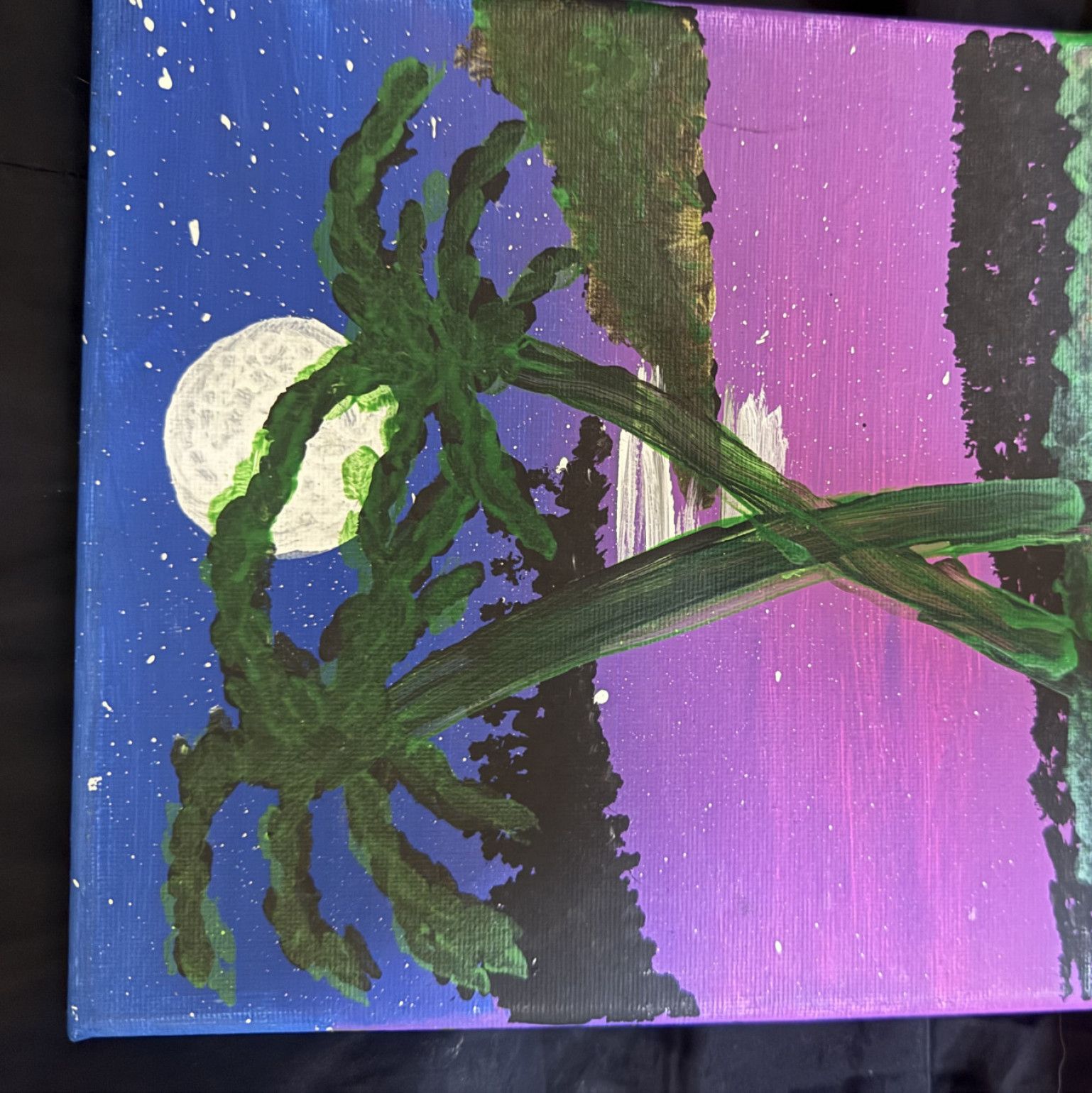 Palm Trees Under Moonlight Painted By Suzy Wylde