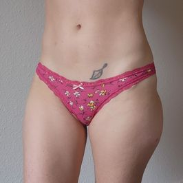 Pink Floral Cotton Panties Worn Just for You