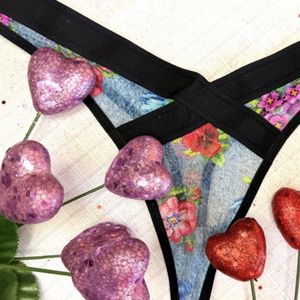 Sheer floral thong
