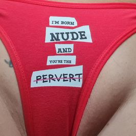 Funny red panties plus note with my lipsprint