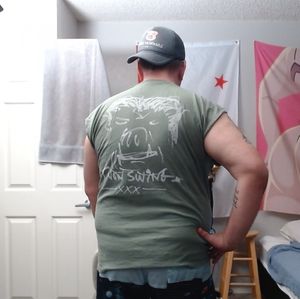 Vintage Von Swine Sleeveless T Pig Demon Design GRN