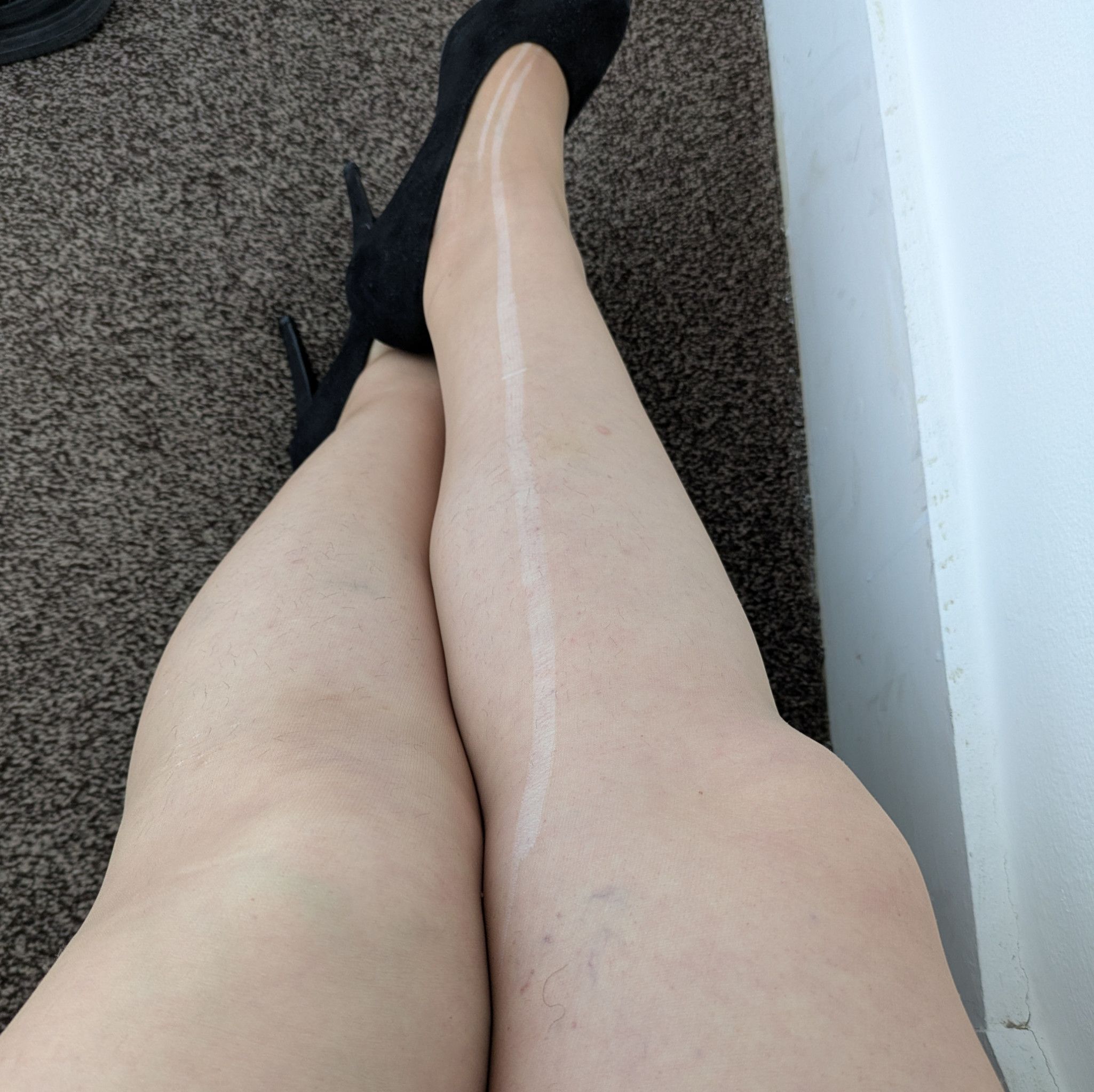 Laddered Sheer Tights Worn on My Perfect Legs