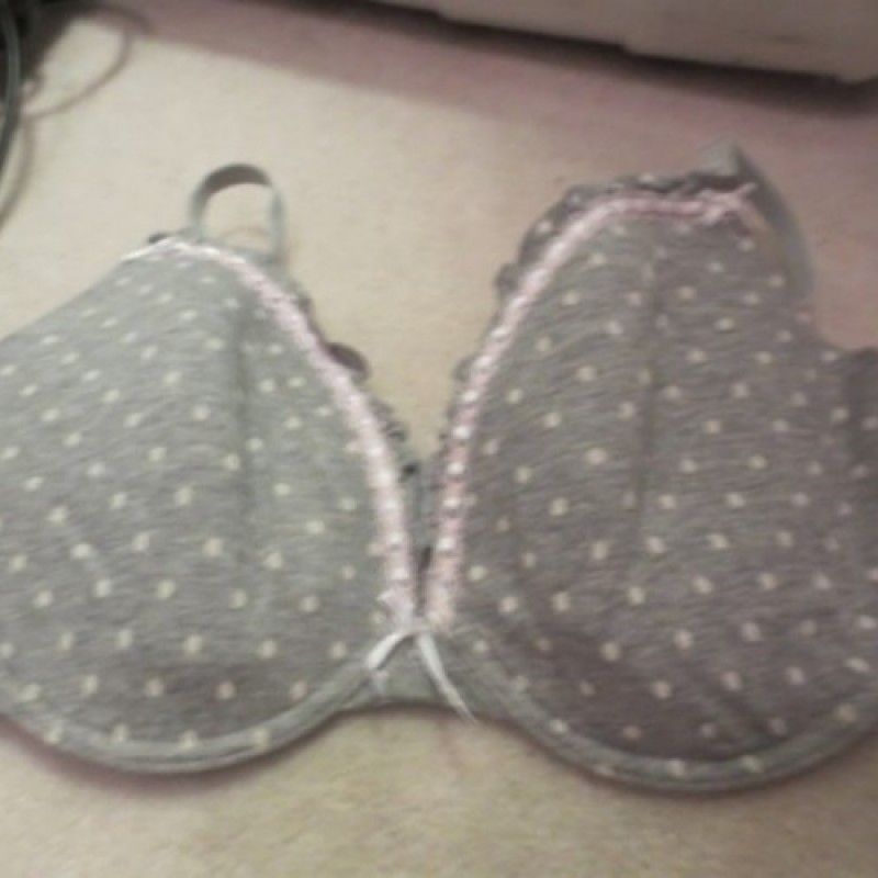GREY AND WHITE POLKA DOT FLIRTY BRA