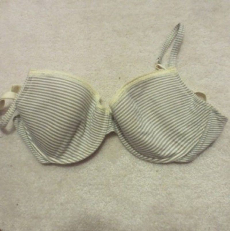 YELLOW AND GREY SOFT CUP STRIPED