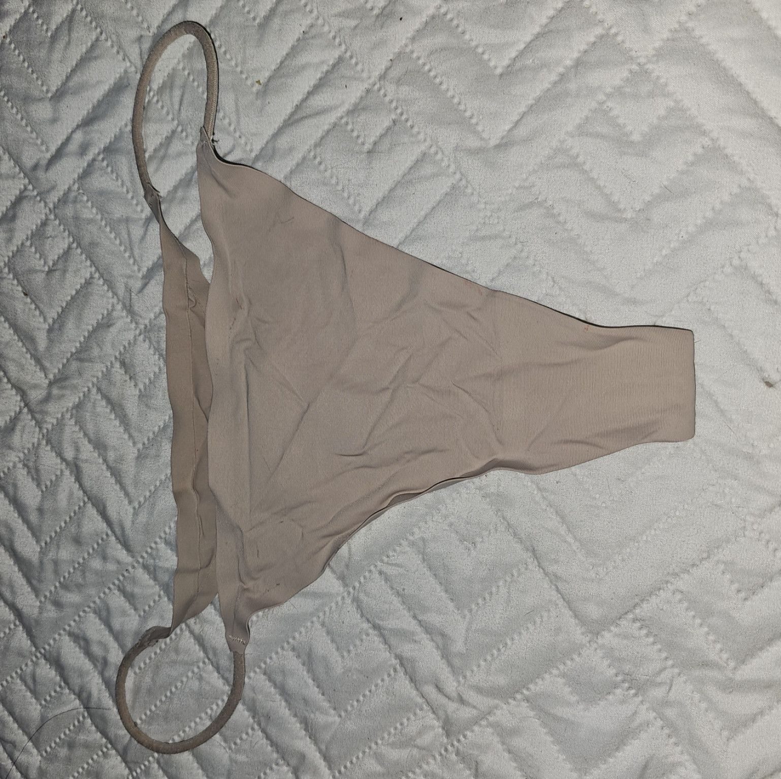 Beige Satin Thong