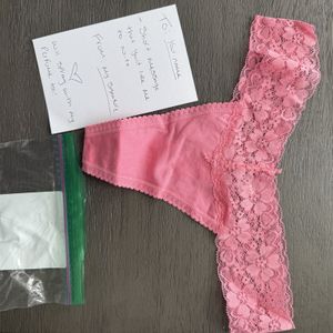 Pink cotton thong
