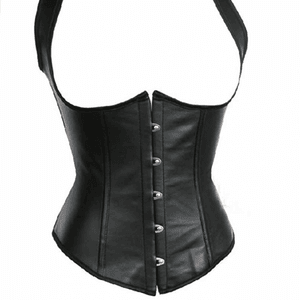 Black Leather Boobless Corset