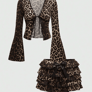 Cute cheetah print skirt and top