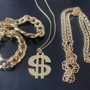 Gold Bracelet and Chain Set
