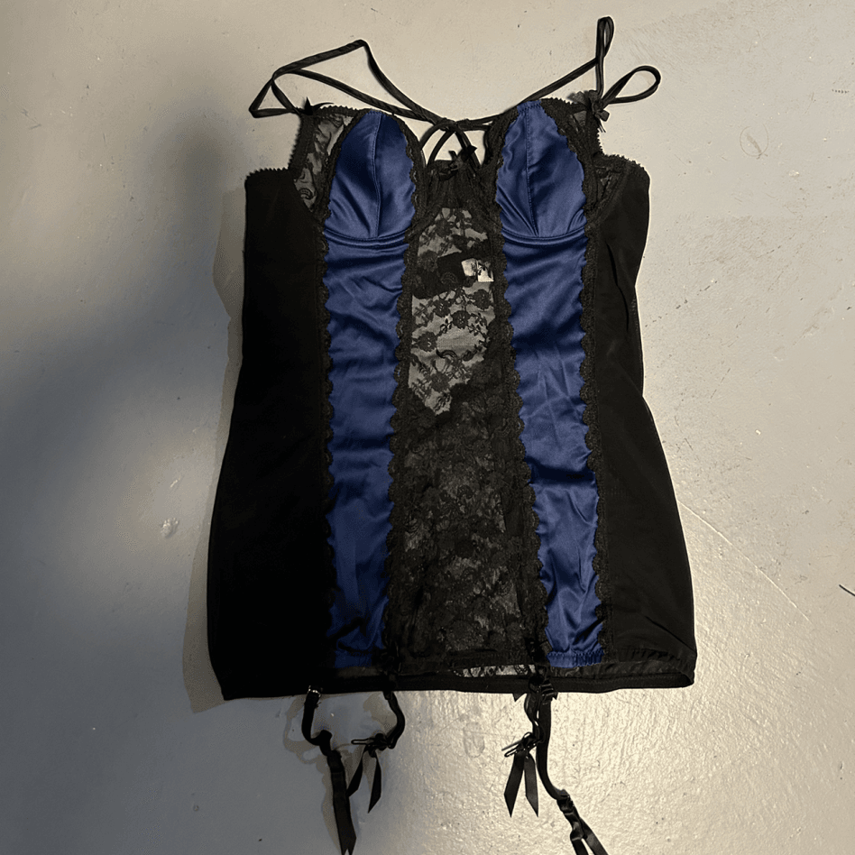 La Vie En Rose Black and Blue Lingerie