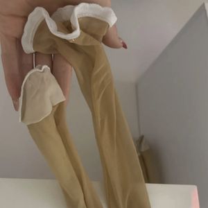 Honey Birdette White and Nude Bow Tie Stockings