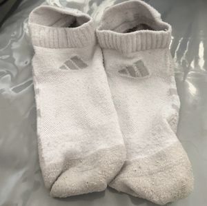 CLean but well worn adidas socks