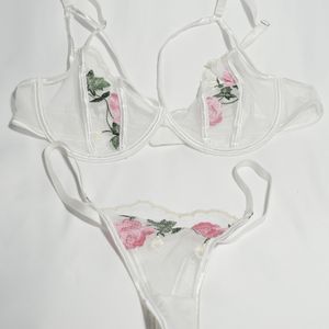 2 piece white lingerie set