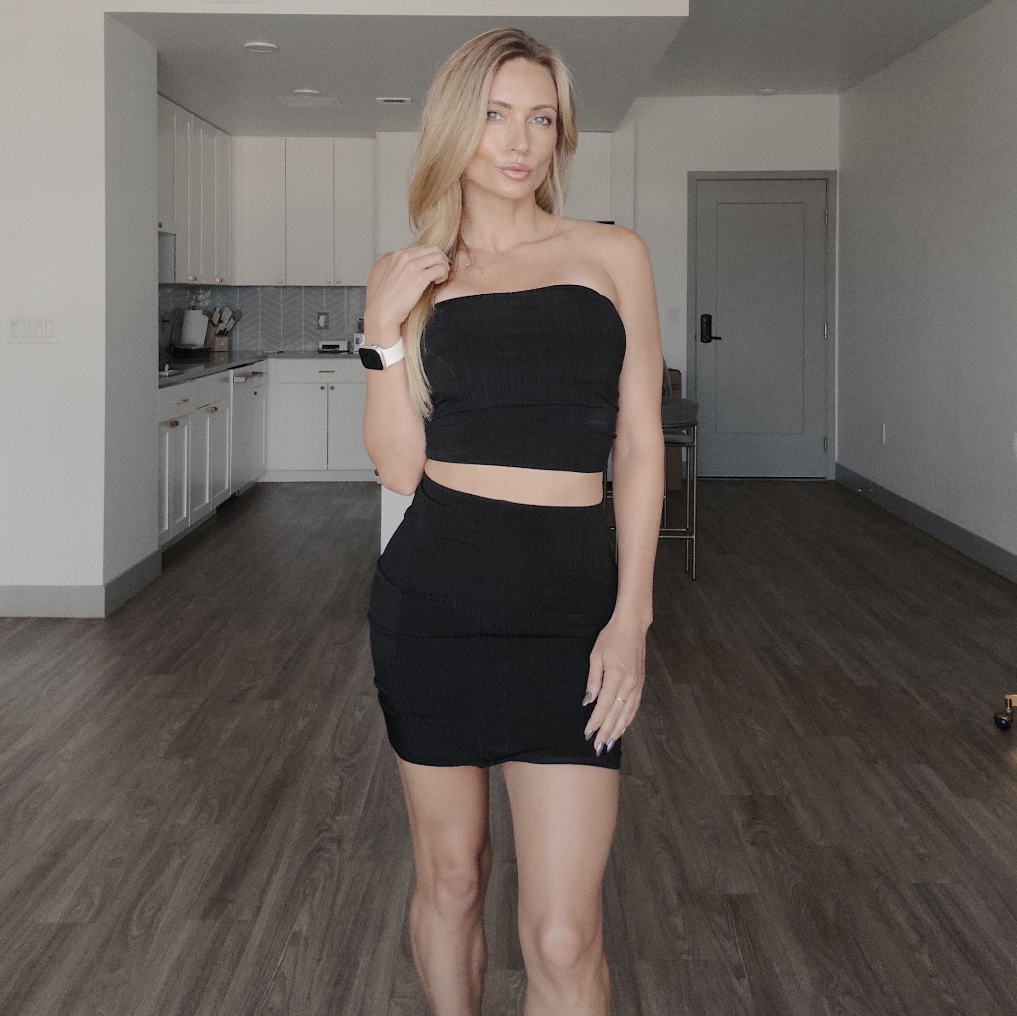Black Tube Top and Skirt Set