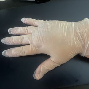 Worn Used Clear Vinyl Gloves 1 pair