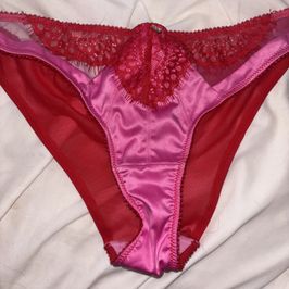 Pink and Red Satin Lace Panties