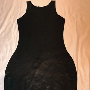 Black latex rubber dress