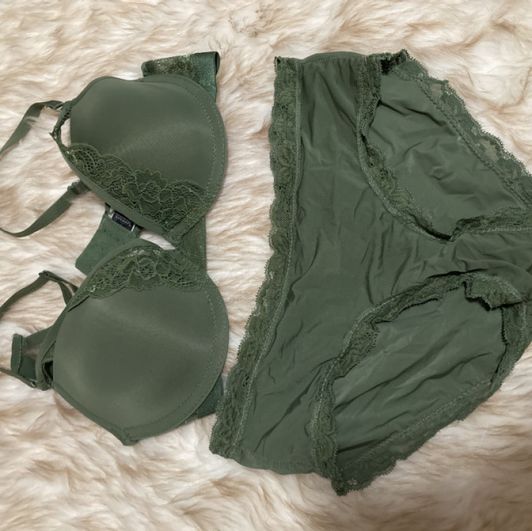 Green bra and panty set