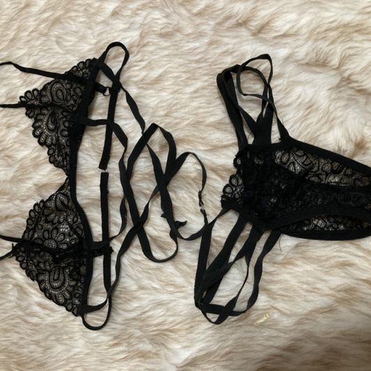 Sexy strappy black lingerie