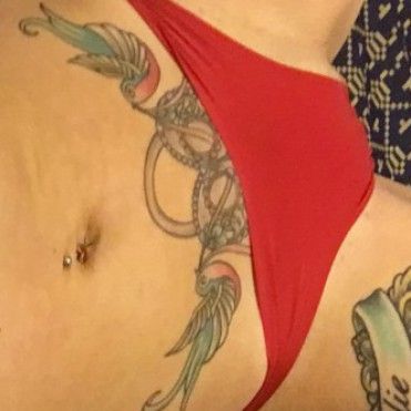 Worn red thong