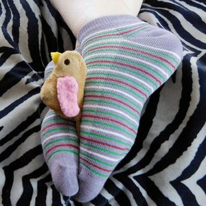 Purple Striped Anklet Socks: Dirty