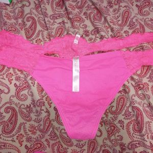 Worn Victorias Secret Pink Thongs