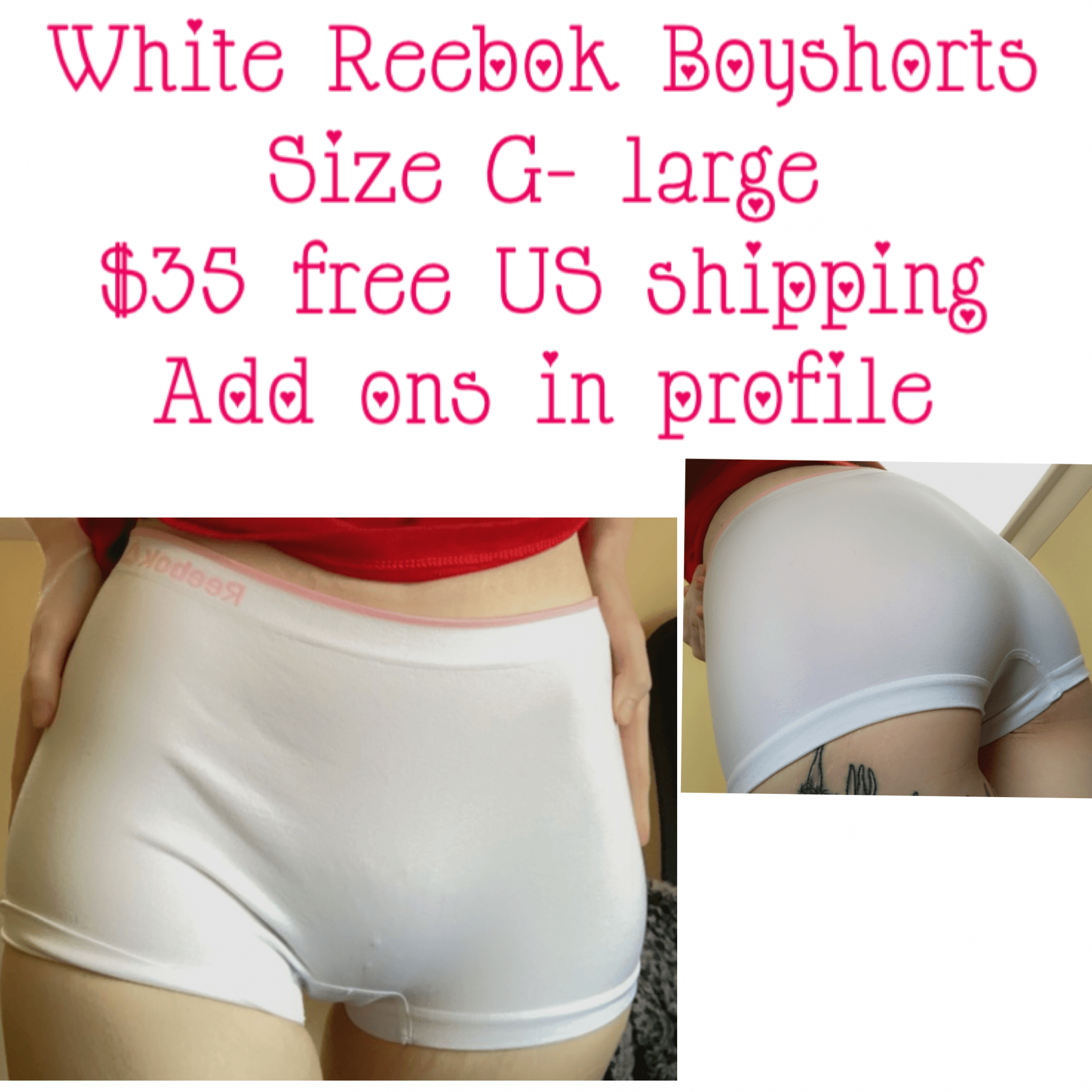 White Reebok Boyshort Panties