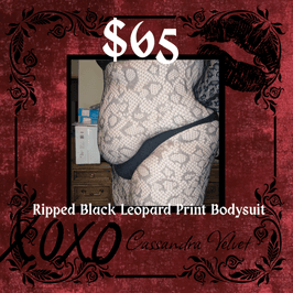 Ripped Black Leopard Print Bodysuit