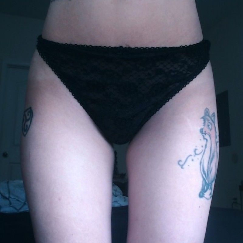 Floral Black Thong