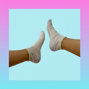 Yellow pink ankle socks