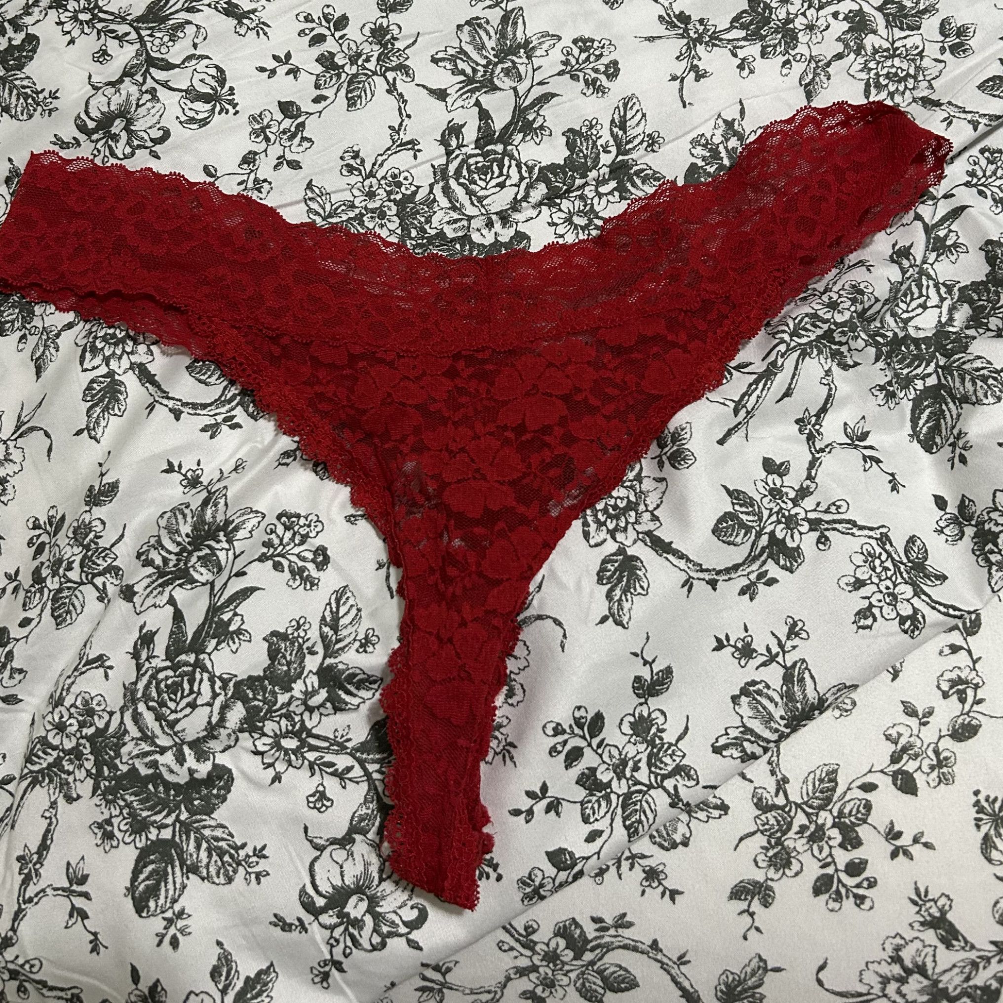 Red Lacy Thong