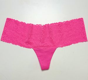 Dirty Hot Pink Floral Lace Thong Panties