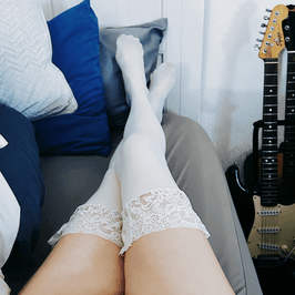 Dirty White Thigh High Nylons