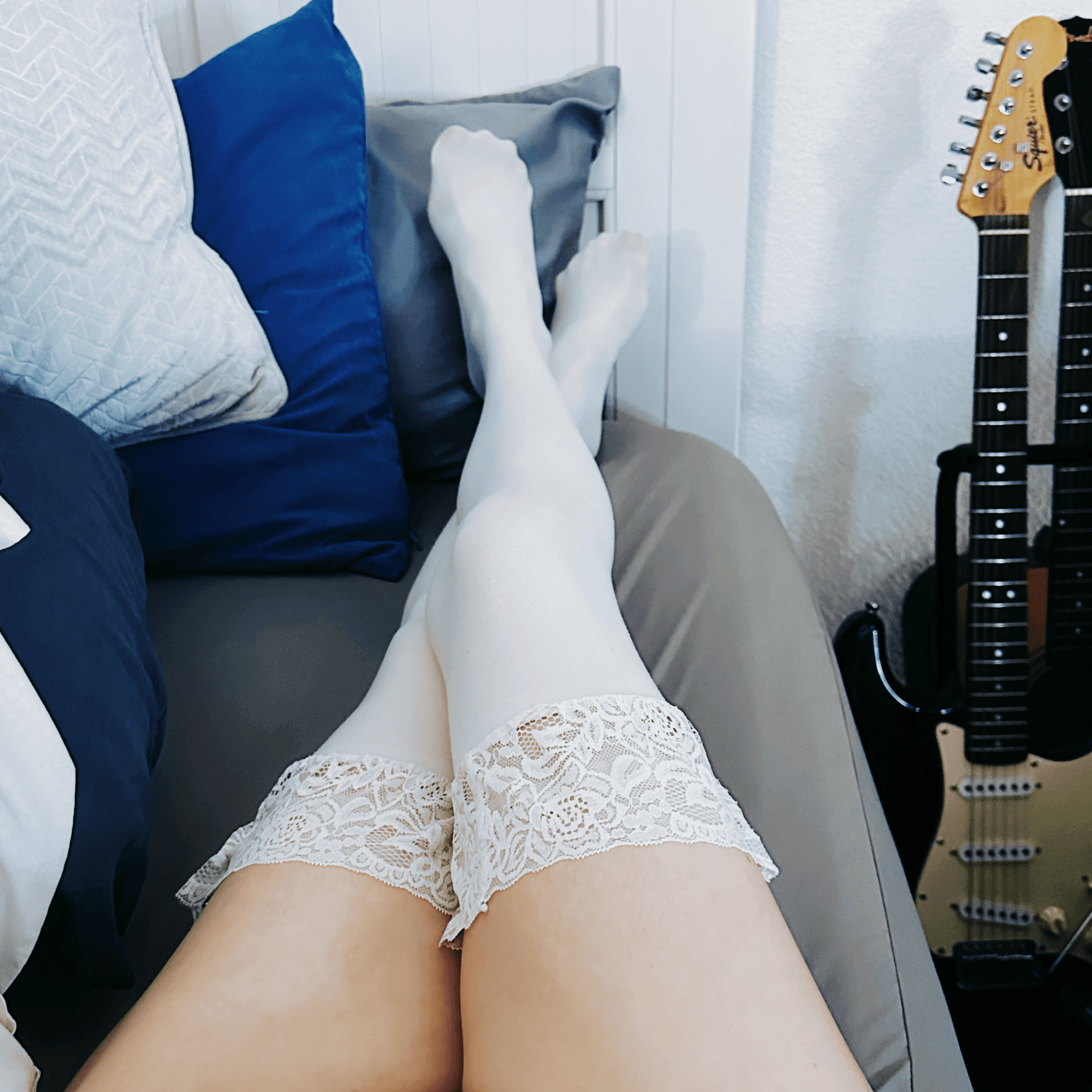 Dirty White Thigh High Nylons