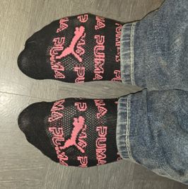 Sweaty black with pink puma socks