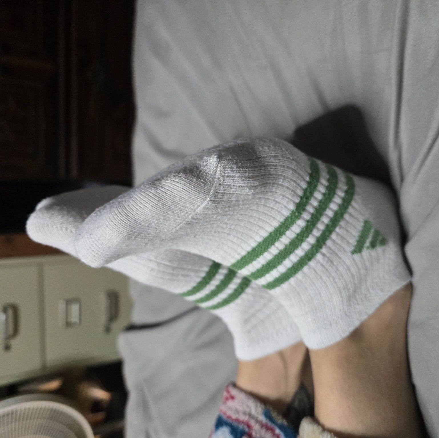 Green stripe Adidas socks