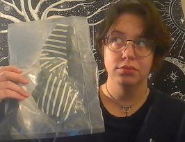 striped white and green panties with a little bow