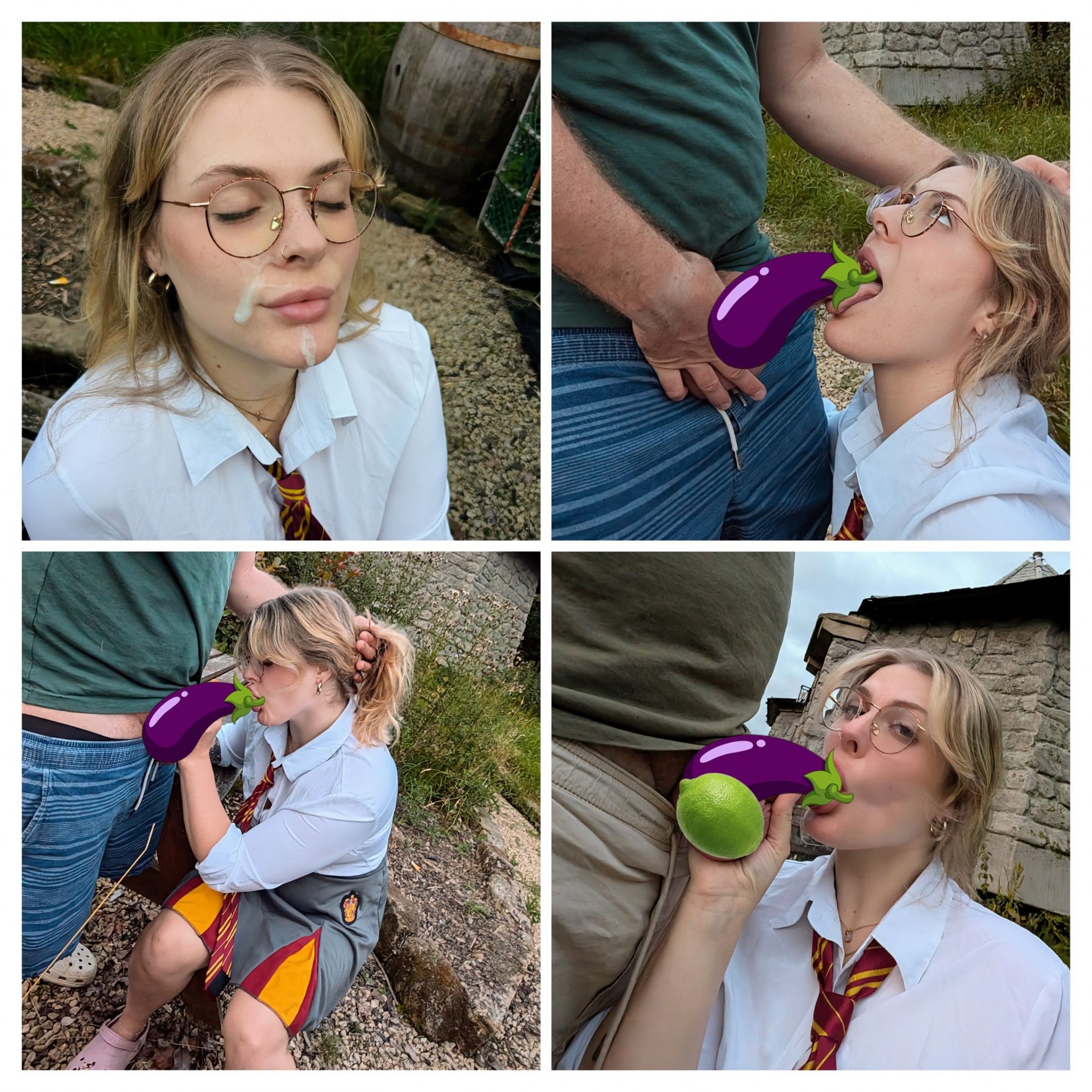 Wizarding School BJ and Facial Outside Caretakers Cottage