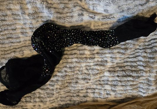 Black Sparkly Waist High Fishnet Nylon Stokings