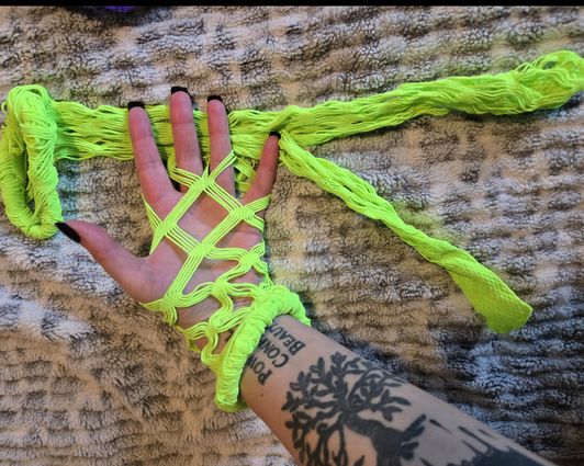 Neon Green Diamond Design Thigh High Fishnet Stockings
