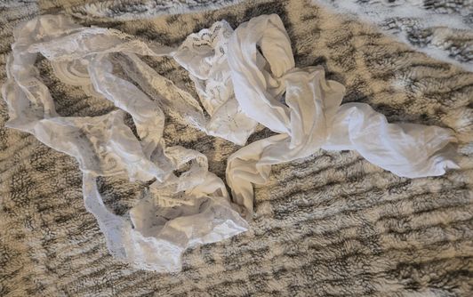 White Lace Crotchless Garter Style Nylon Stockings