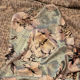 Satin Lilly Print Long Babydoll