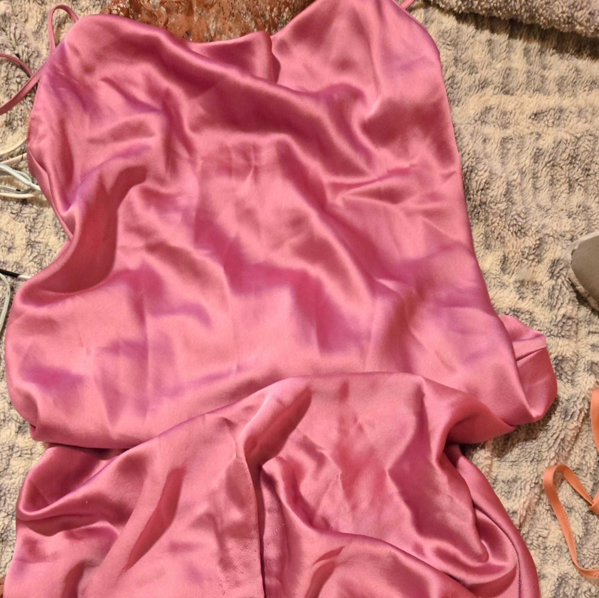 Elegent Rose Satin Lace Long Babydoll