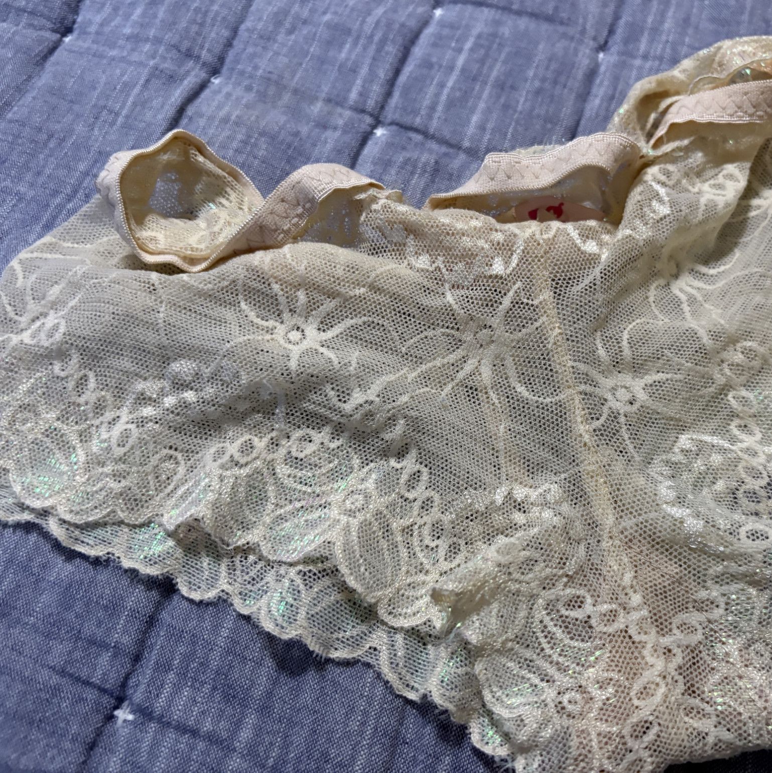 Beige lace cheeky panties