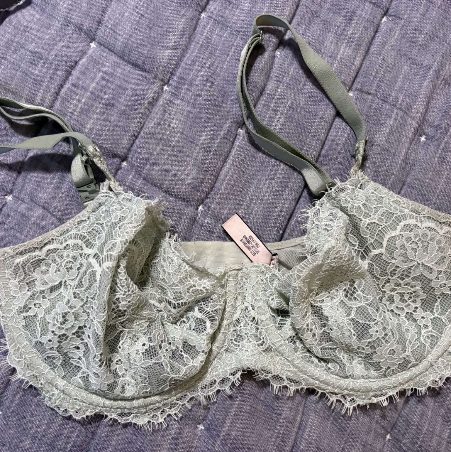 Teal sheer floral bra