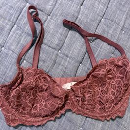 Rose pink lace floral bra