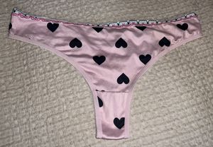 Pink Thong with Black Hearts