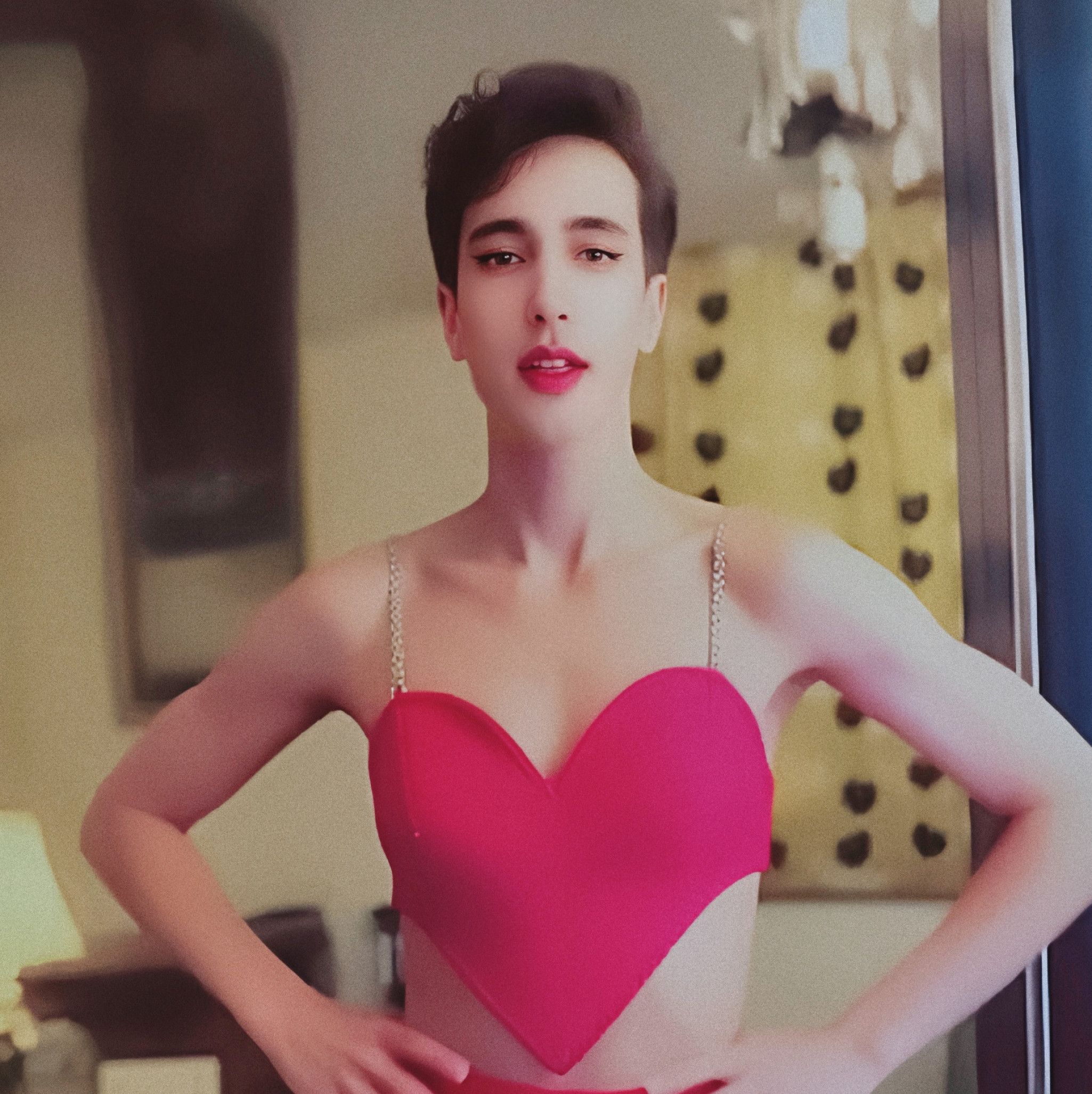 HeartBreaker Red MiniDress Femboy Tease Strip